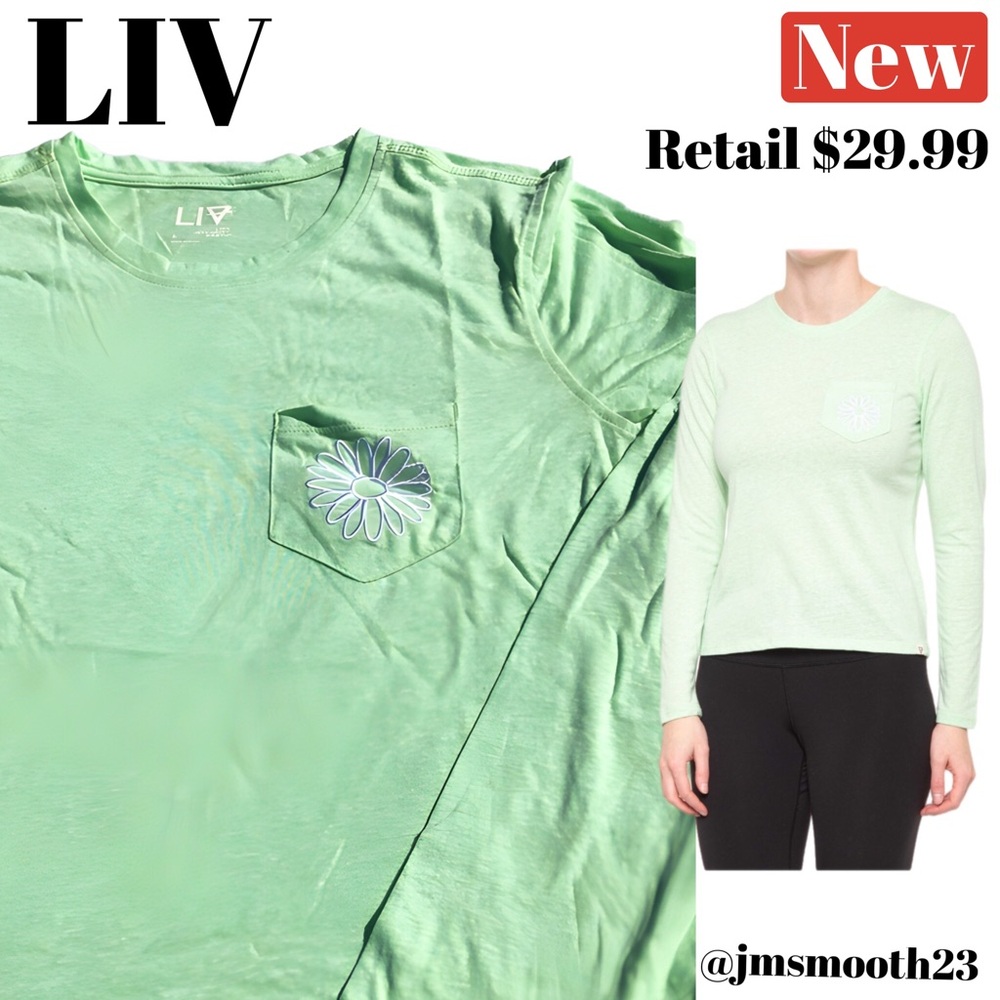 🆕 LIV OUTDOOR Flow Pocket T-Shirt light green size large